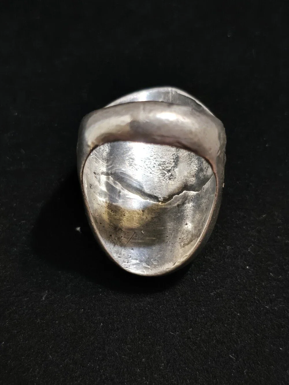 Vintage Native American Sterling Silver Carved Turquoise Ring Size 10.75 34.8 gr